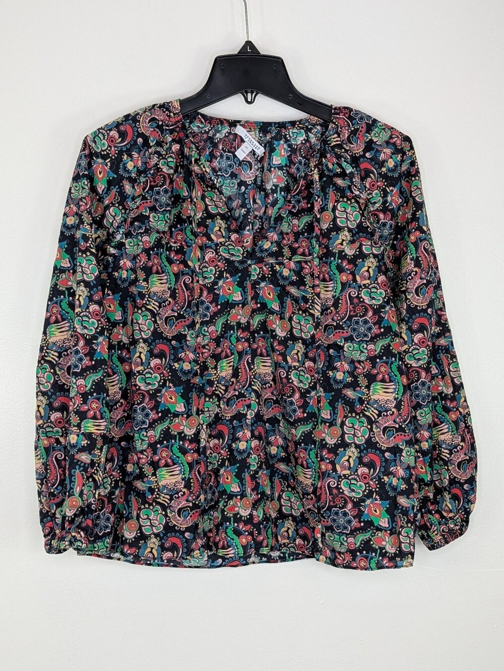 Derek Lam 10 Crosby Womens Blouse Size 00 Floral Long Sleeve Bohemian Tie Neck